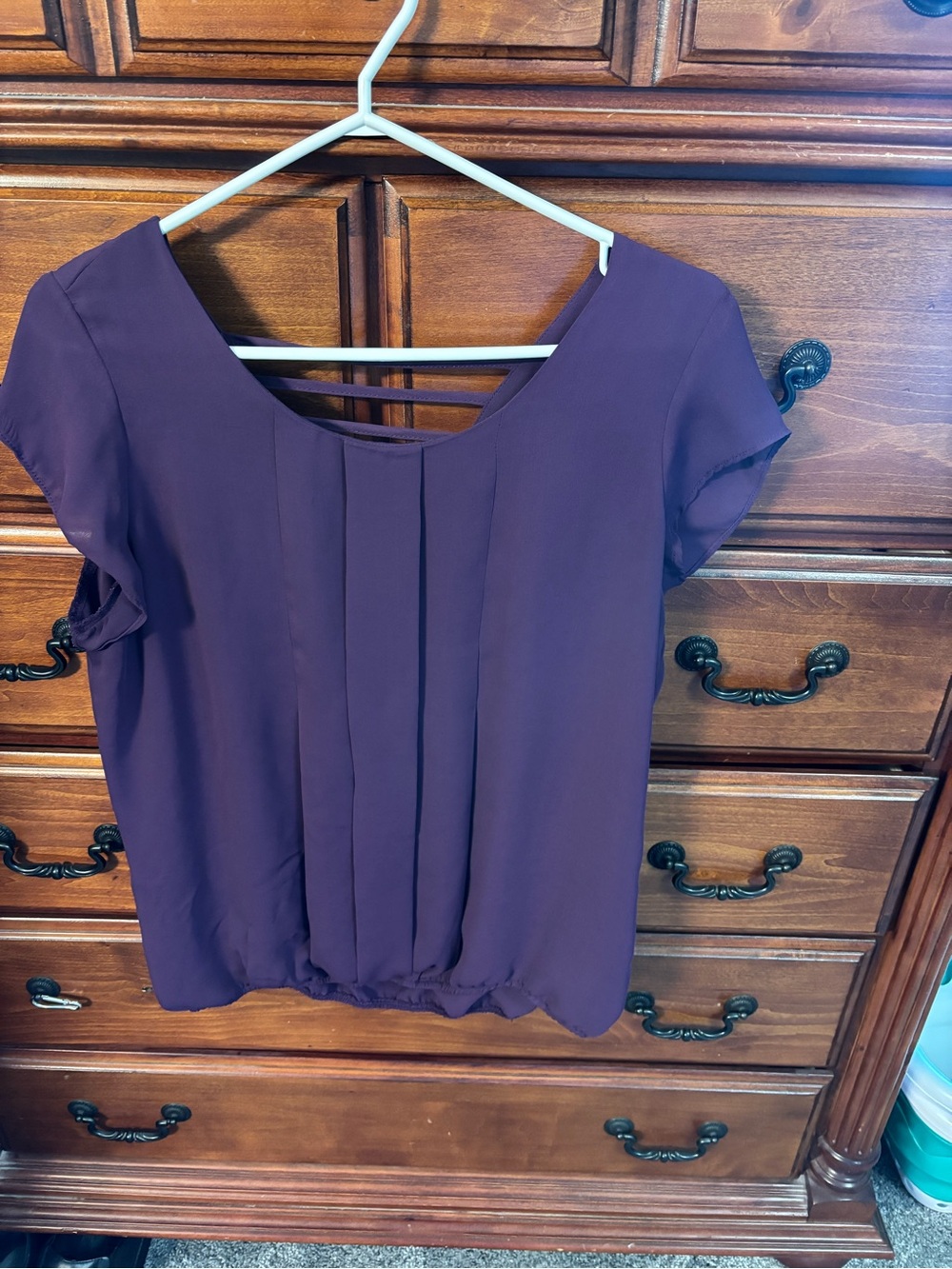 Ricki's Plum Pleated Short-Sleeve Blouse